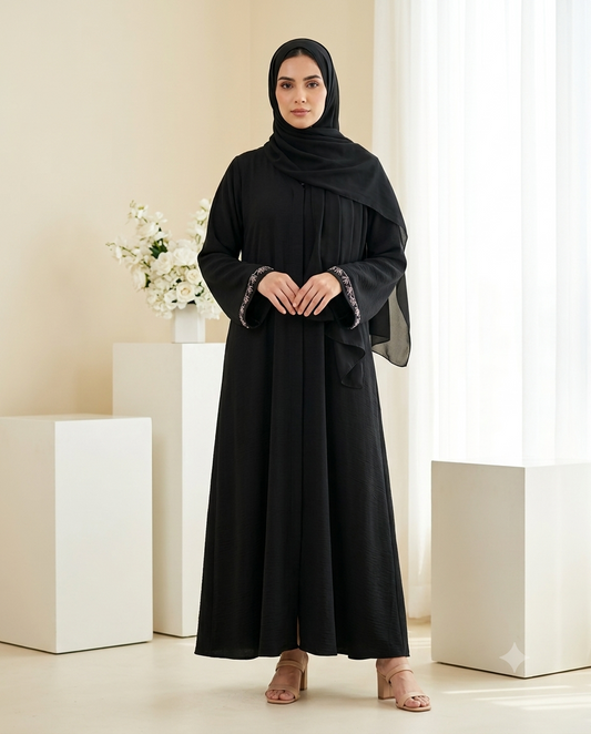 Premium Modest Islamic Wear for Women - Salava Black Nida Abaya