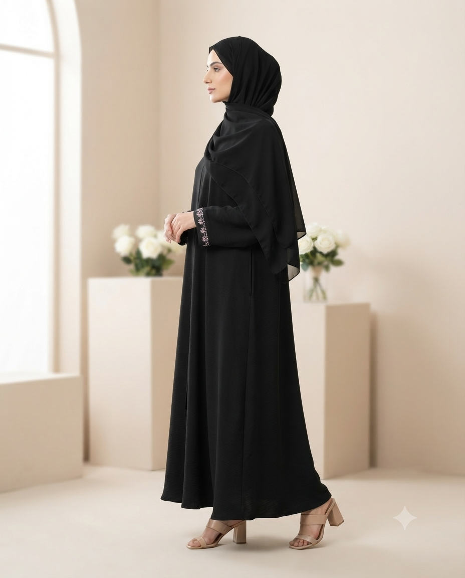 Premium Modest Islamic Wear for Women - Salava Black Nida Abaya