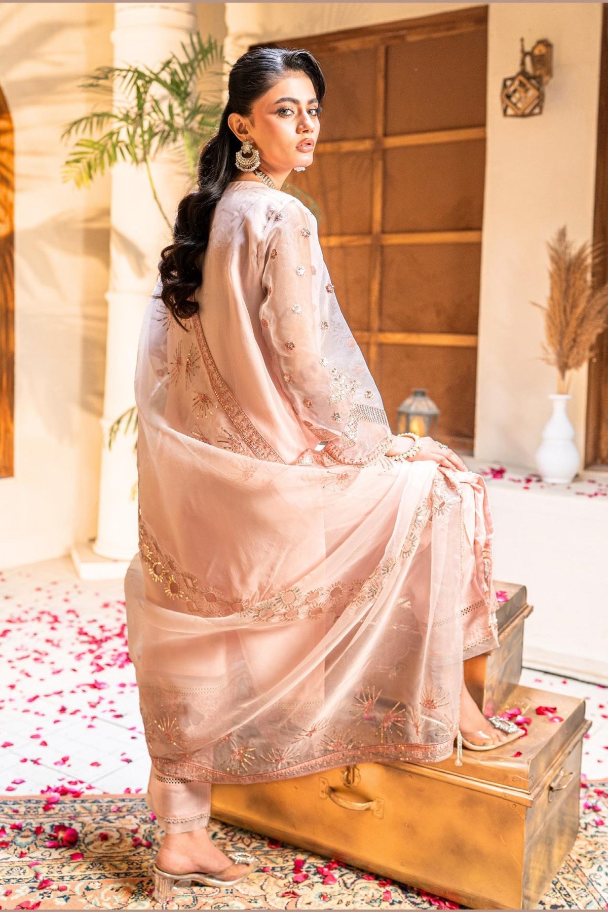 Pink Embroidered Formal Dress – Luxury Pakistani Party Wear | OPAL PINK