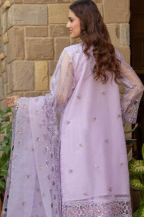 Elegant Lavender Embroidered 3-Piece Suit – GULNAARA