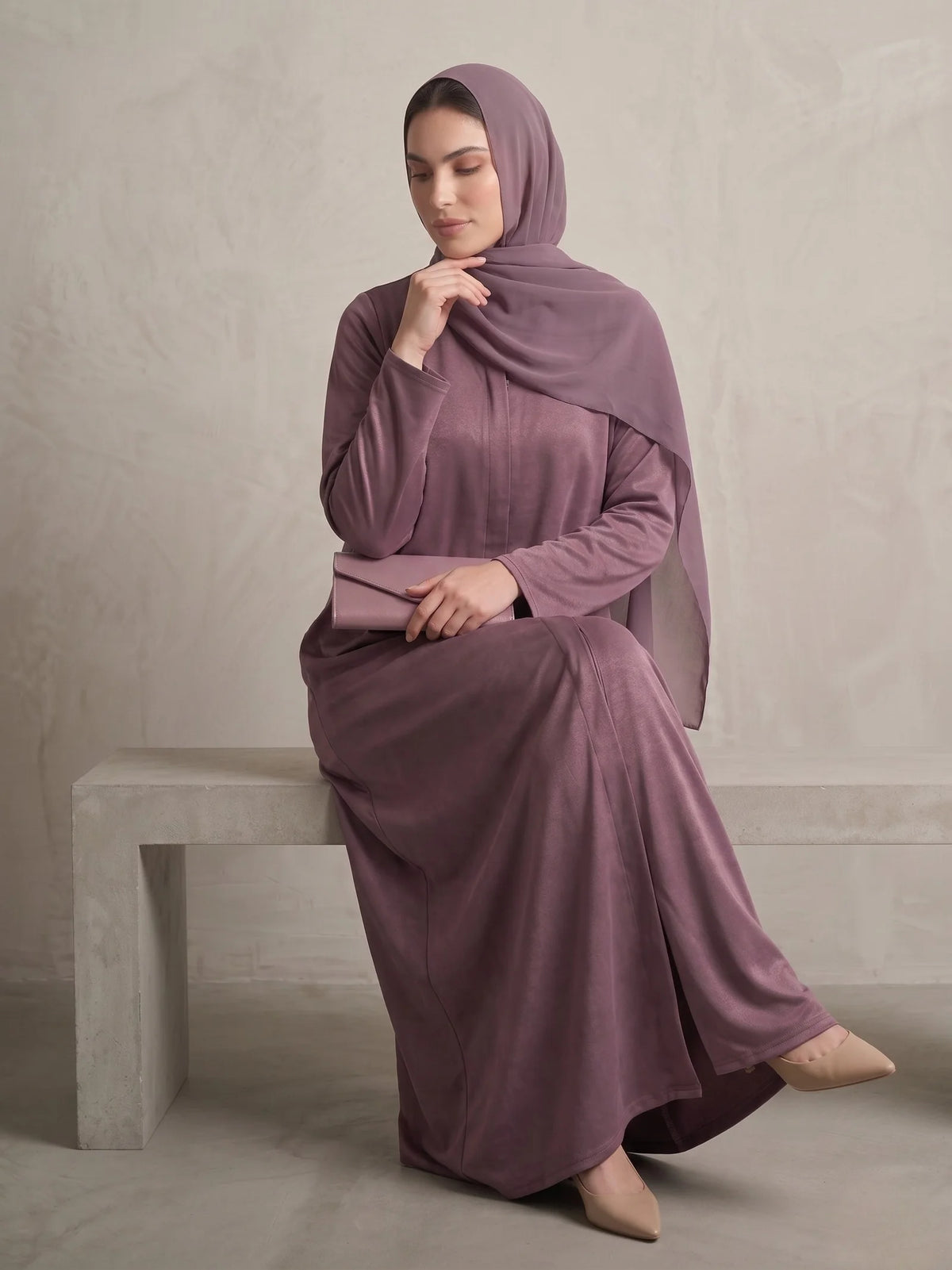 Elegant Mauve Nida Abaya – HIFZA