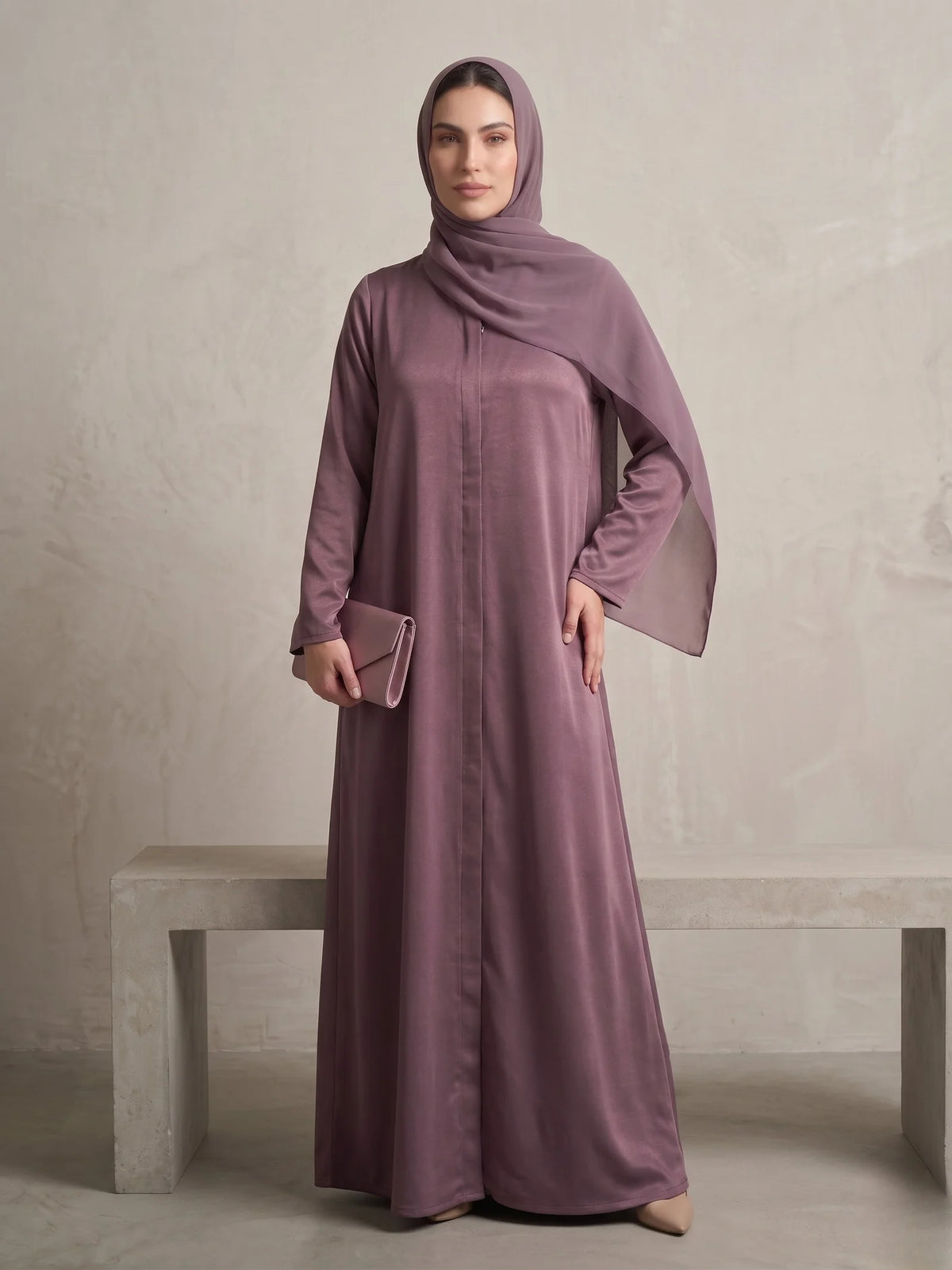 Elegant Mauve Nida Abaya – HIFZA