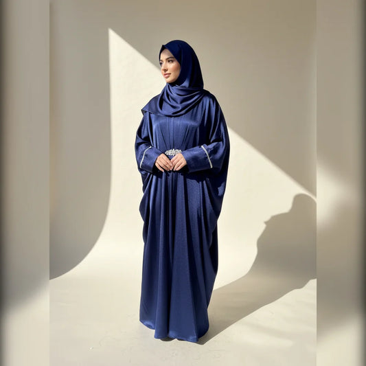 Elegant Navy Blue Modest Abaya for Women | Premium Islamic Wear – SHIMMER