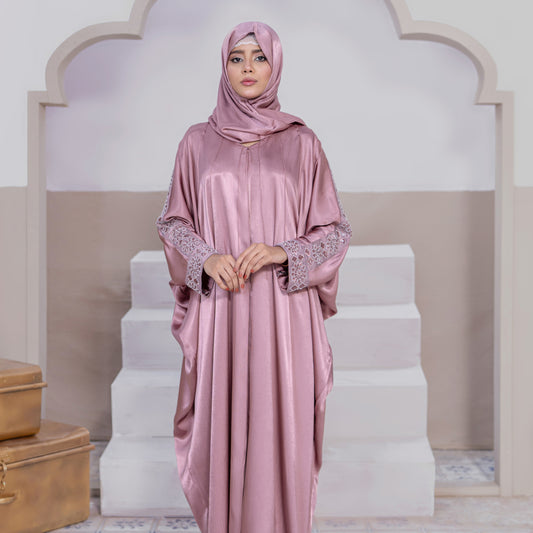 Luxury Dusty Pink Farasha Abaya for Women – ZAIBUNNISA