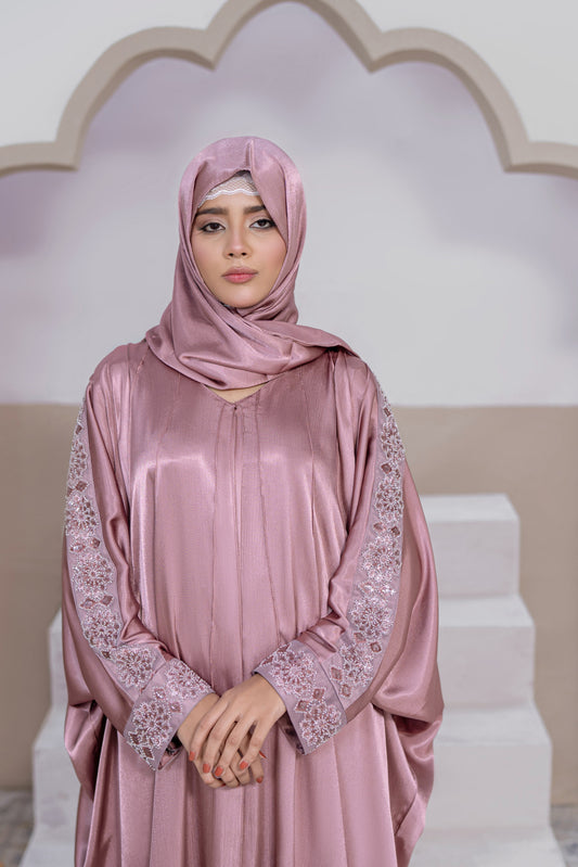 Luxury Dusty Pink Farasha Abaya for Women – ZAIBUNNISA