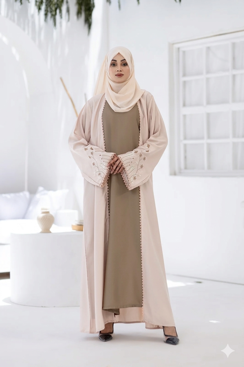 Premium Embroidered Open Abaya -LYRA