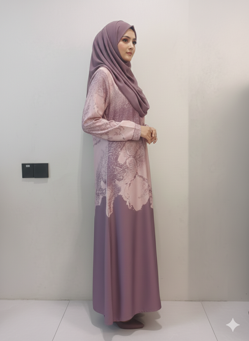 Premium Printed Open Abaya - 2 Tone W