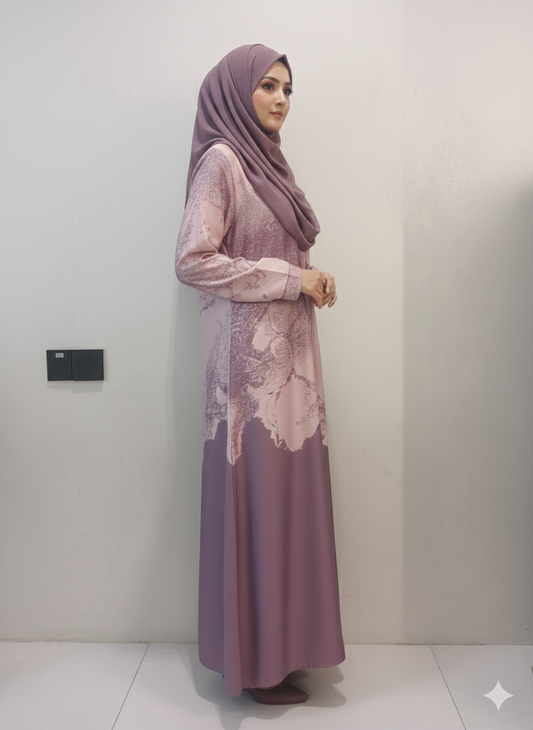 Premium Printed Open Abaya - 2 Tone W