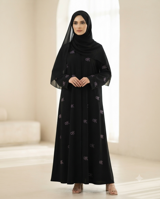 Premium Krinkle Fabric | OK Signature Black Abaya