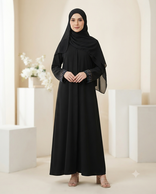 Elegant Premium Modest Wear for Women- Rimel Black Nida Abaya