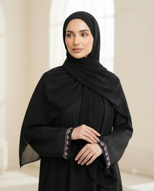 Premium Modest Islamic Wear for Women - Salava Black Nida Abaya