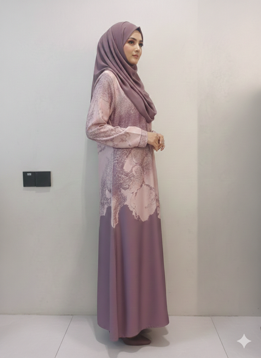 Premium Printed Open Abaya - 2 Tone W