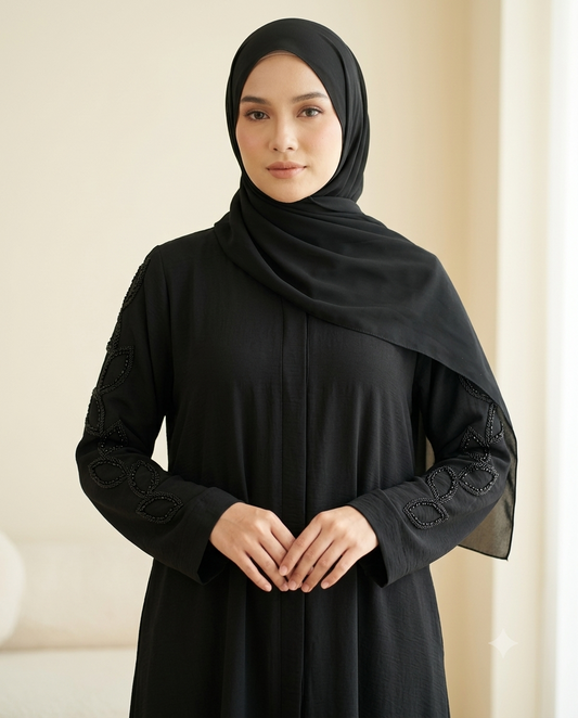 Premium Nida Fabric | Elegant Black Modest Wear | HAYA BLACK