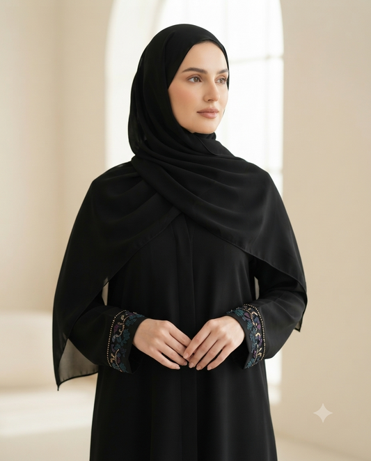 Elegant Premium Modest Wear for Women- Rimel Black Nida Abaya