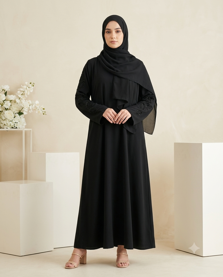 Premium Nida Fabric | Elegant Black Modest Wear | HAYA BLACK