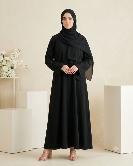 Premium Nida Fabric | Elegant Black Modest Wear | HAYA BLACK