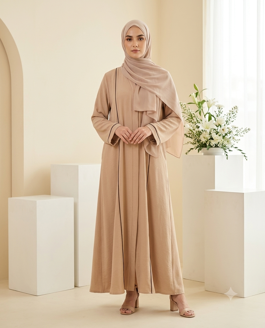 Premium Font front Open Abaya- CY MIST