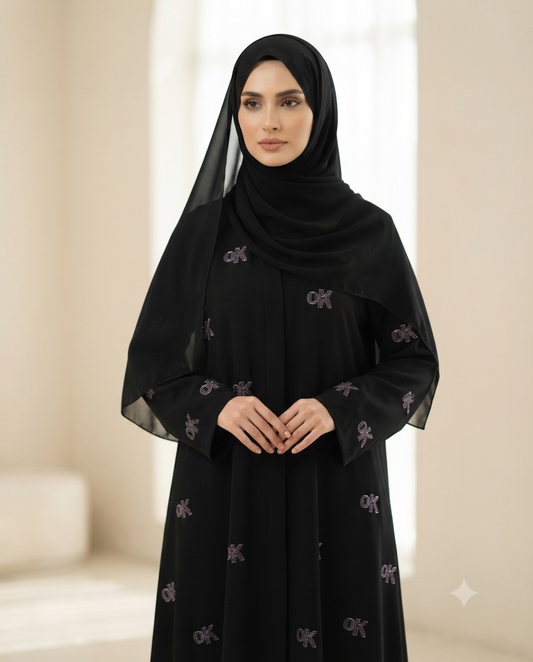 Premium Krinkle Fabric | OK Signature Black Abaya