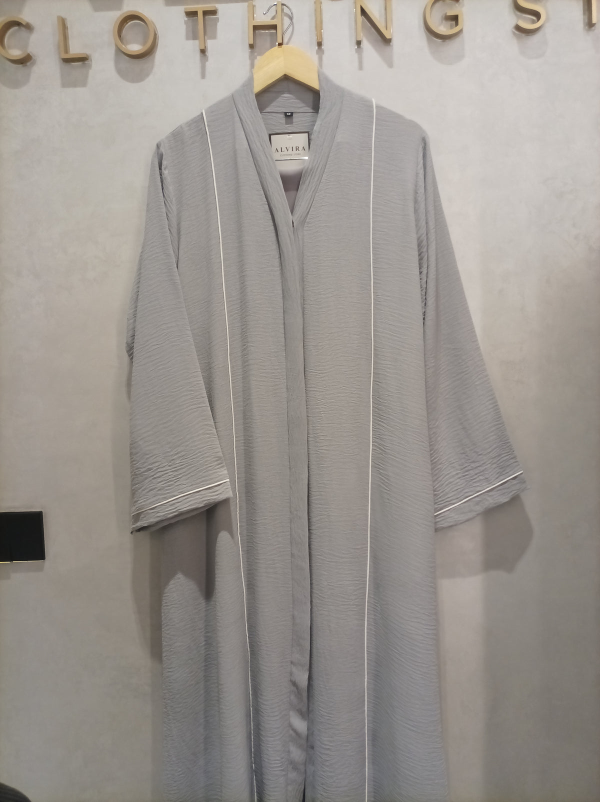 Premium Light Grey Open Abaya- CY MIST