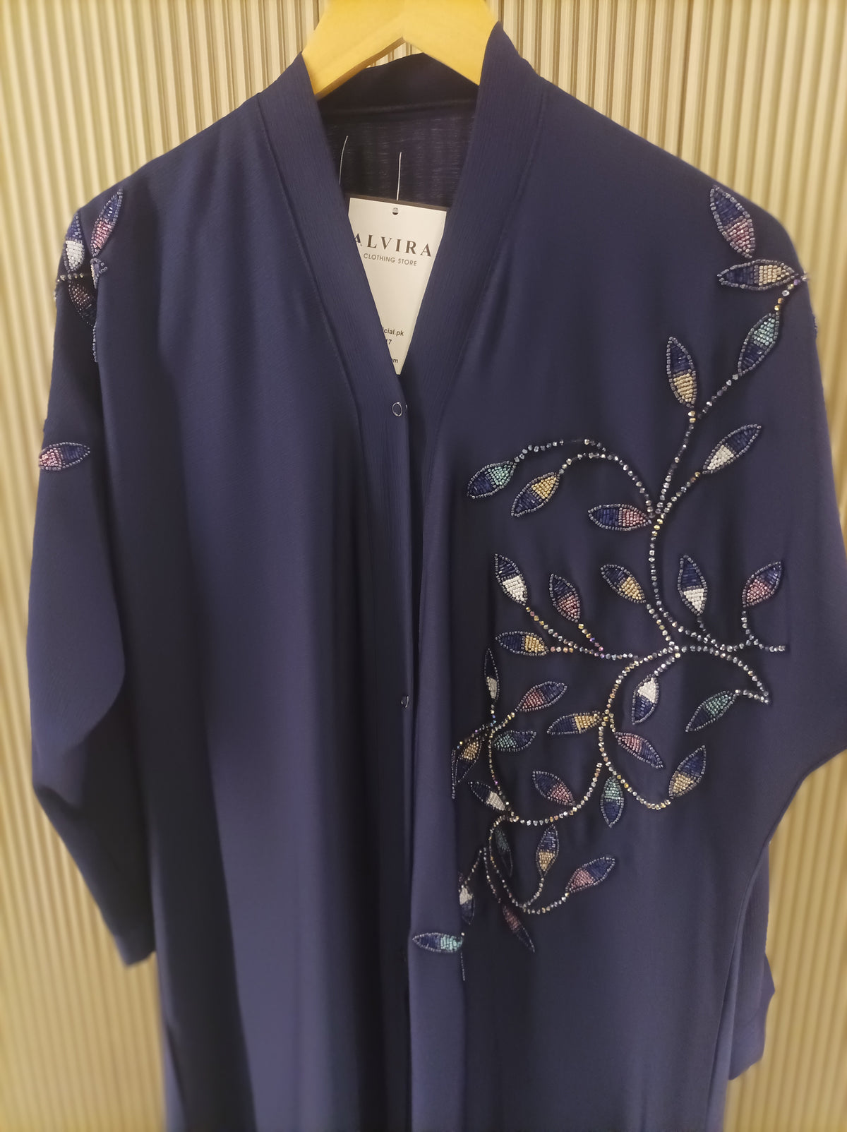 Premium Navy Blue Embroidered Abaya with Matching Korean Chiffon Hijab |  BLUE ECLISE