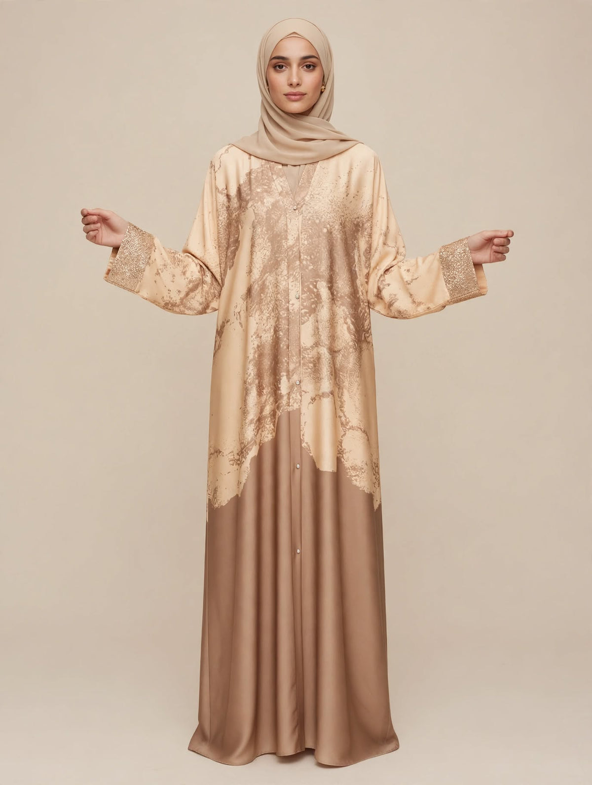 Floral Satin Abaya - Amber A