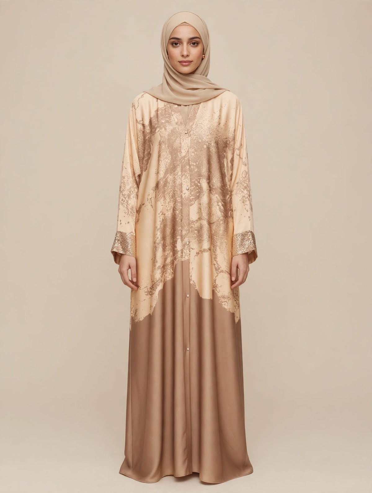 Floral Satin Abaya - Amber A