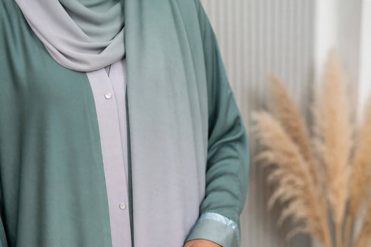 Ombre Satin Cuff Abaya - 2 Tone