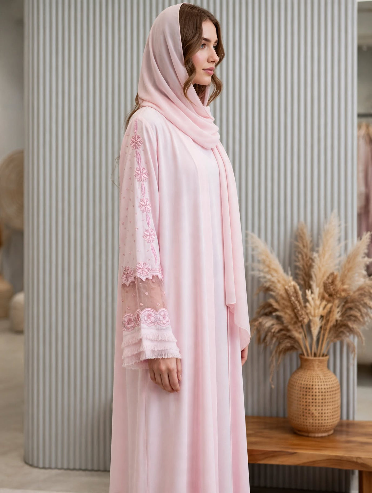 Floral Embroidered Abaya - Rubasa A