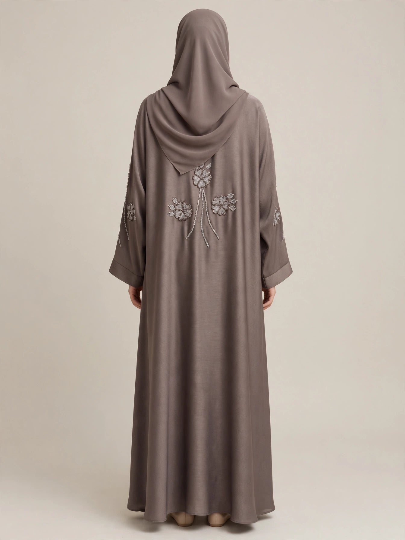 Floral Embroidered Open Abaya - Mehak