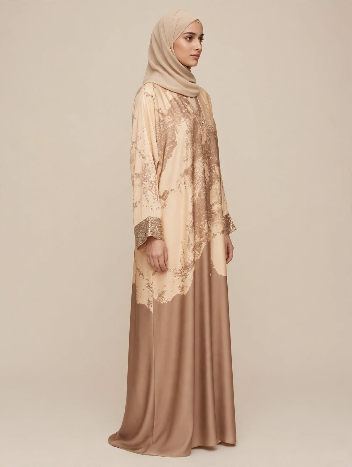 Floral Satin Abaya - Amber A