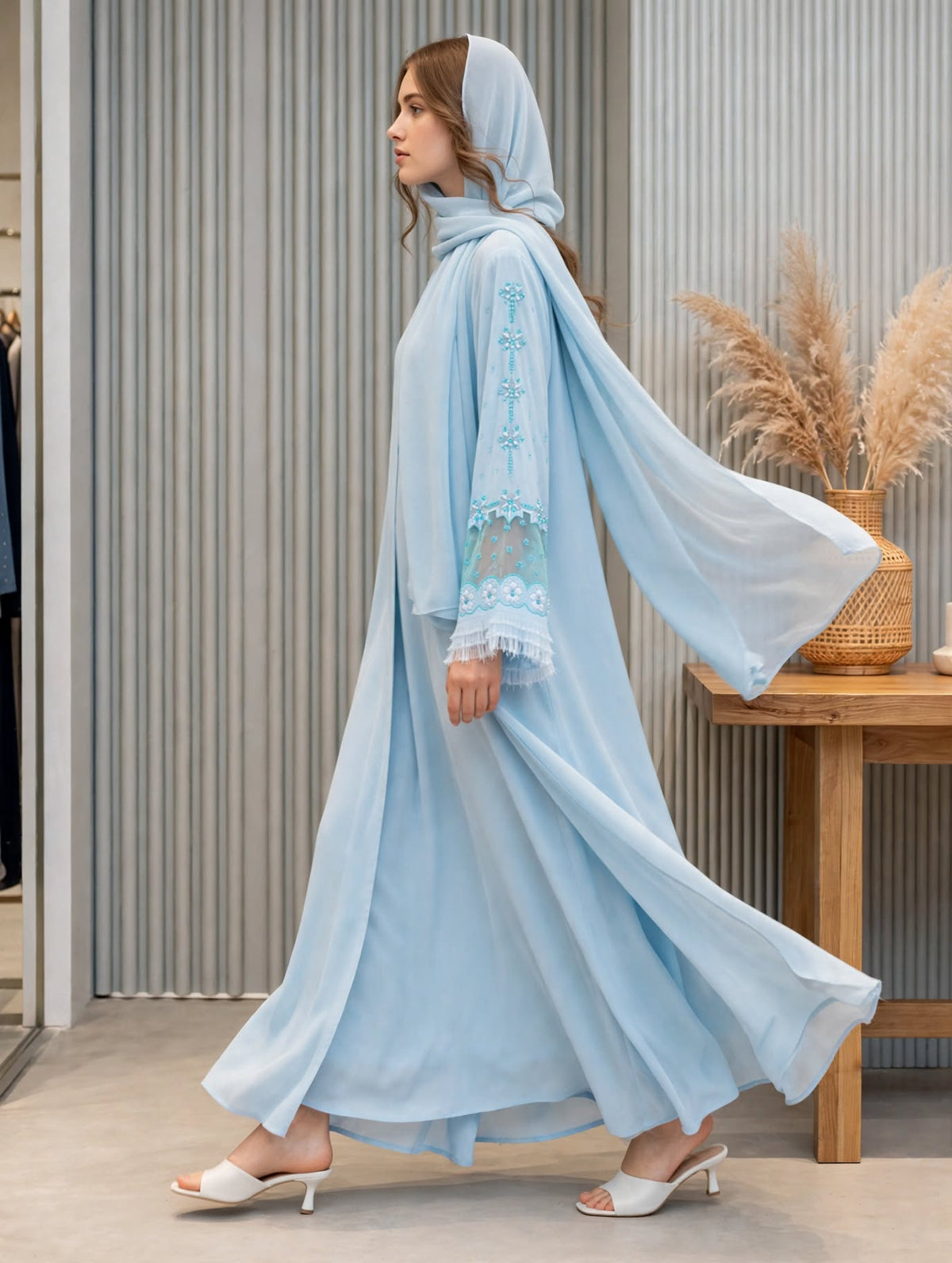 Floral Embroidered Abaya - Rubasa A