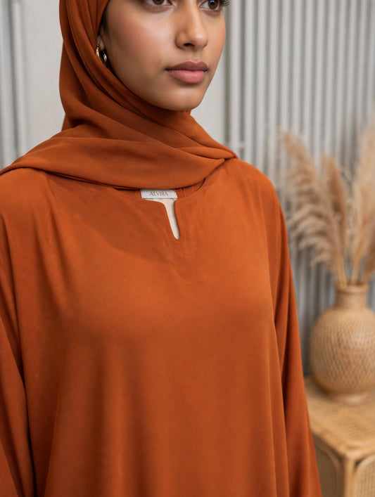 Plain Georgette Abaya - Rusty