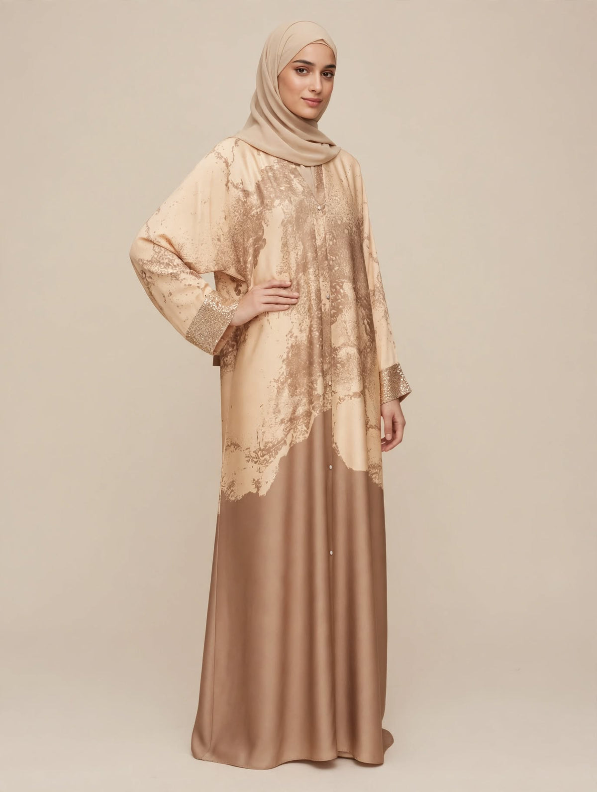 Floral Satin Abaya - Amber A