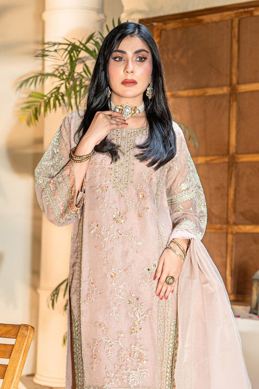Pink Embroidered Formal Dress – Luxury Pakistani Party Wear | OPAL PINK