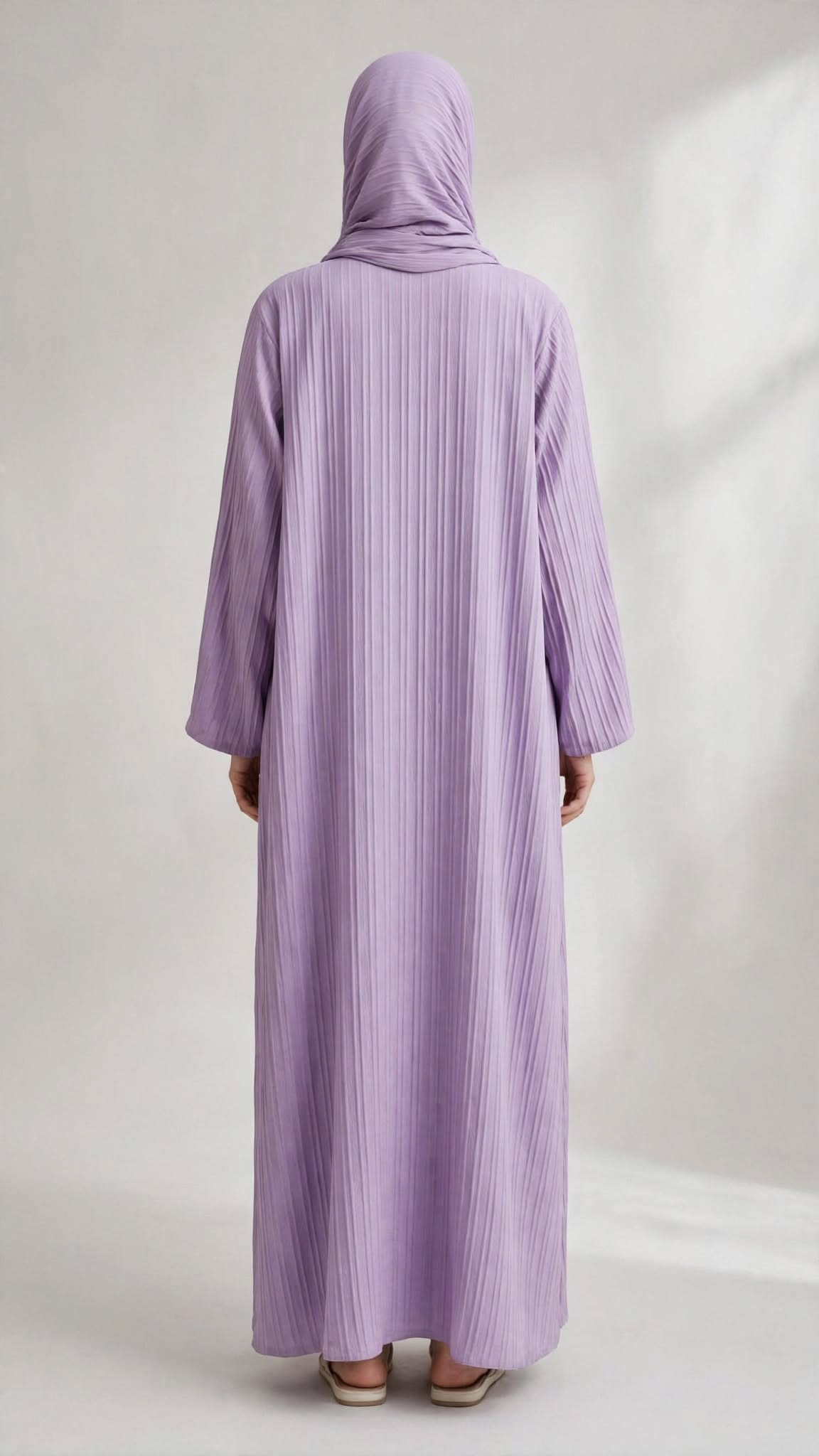 Lilac Embroidered Open Abaya- AFROZEH