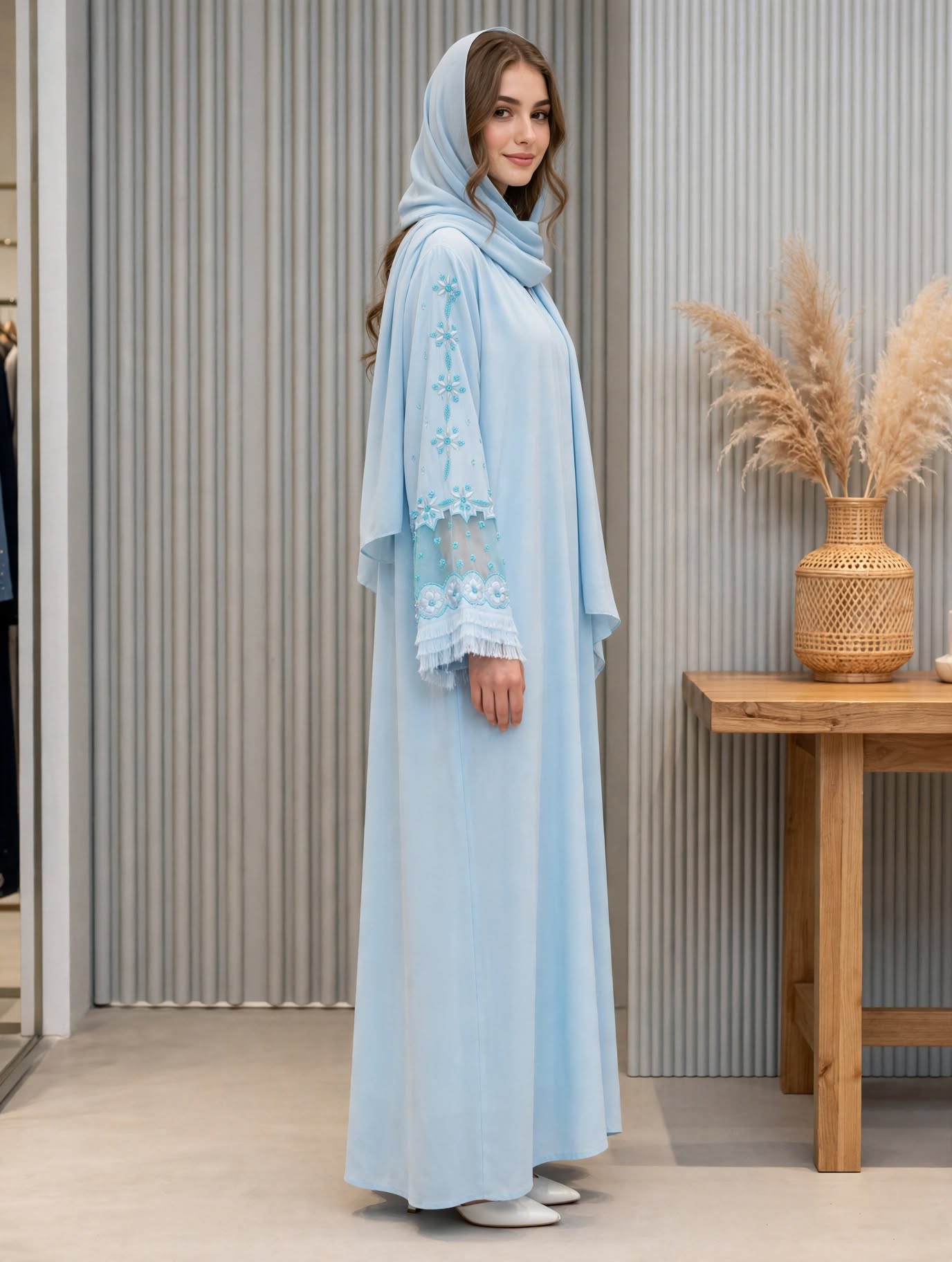 Floral Embroidered Abaya - Rubasa A