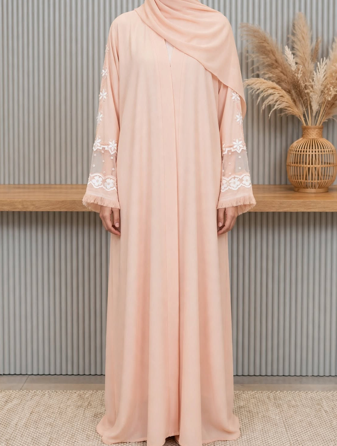 Floral Embroidered Abaya - Rubasa A