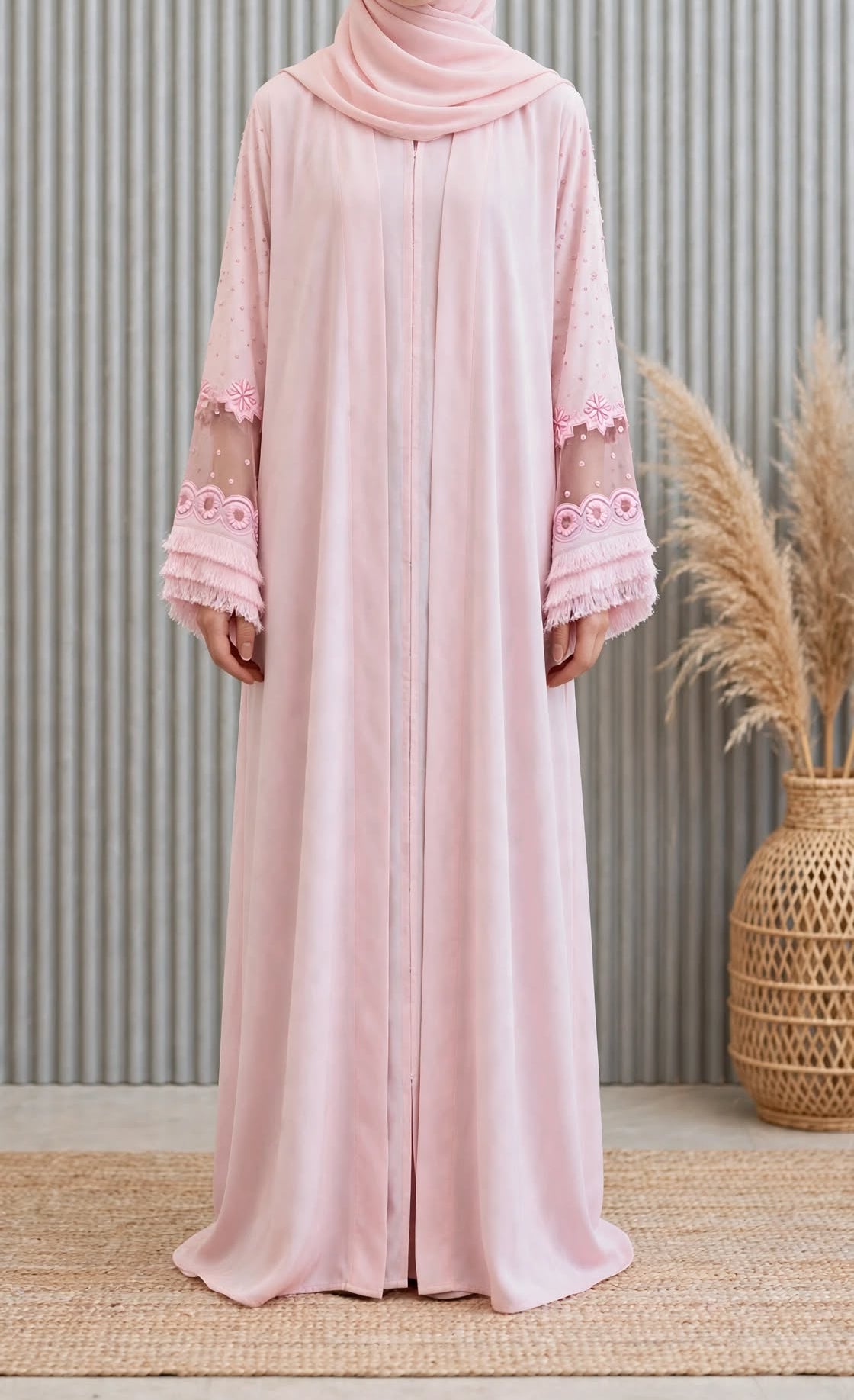 Floral Embroidered Abaya - Rubasa A