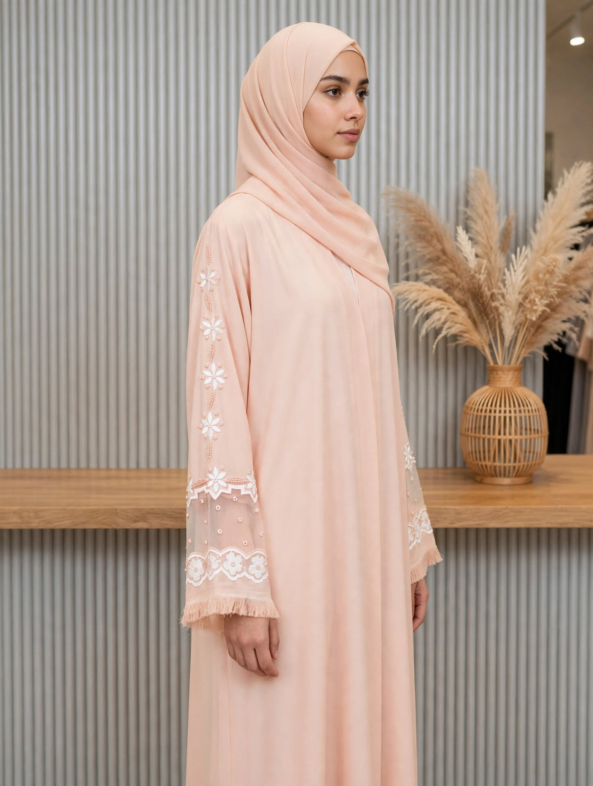 Floral Embroidered Abaya - Rubasa A