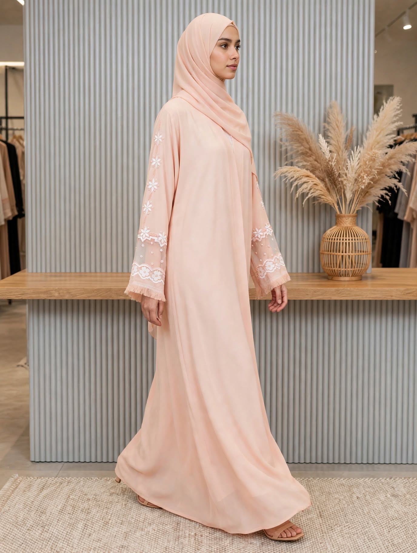 Floral Embroidered Abaya - Rubasa A