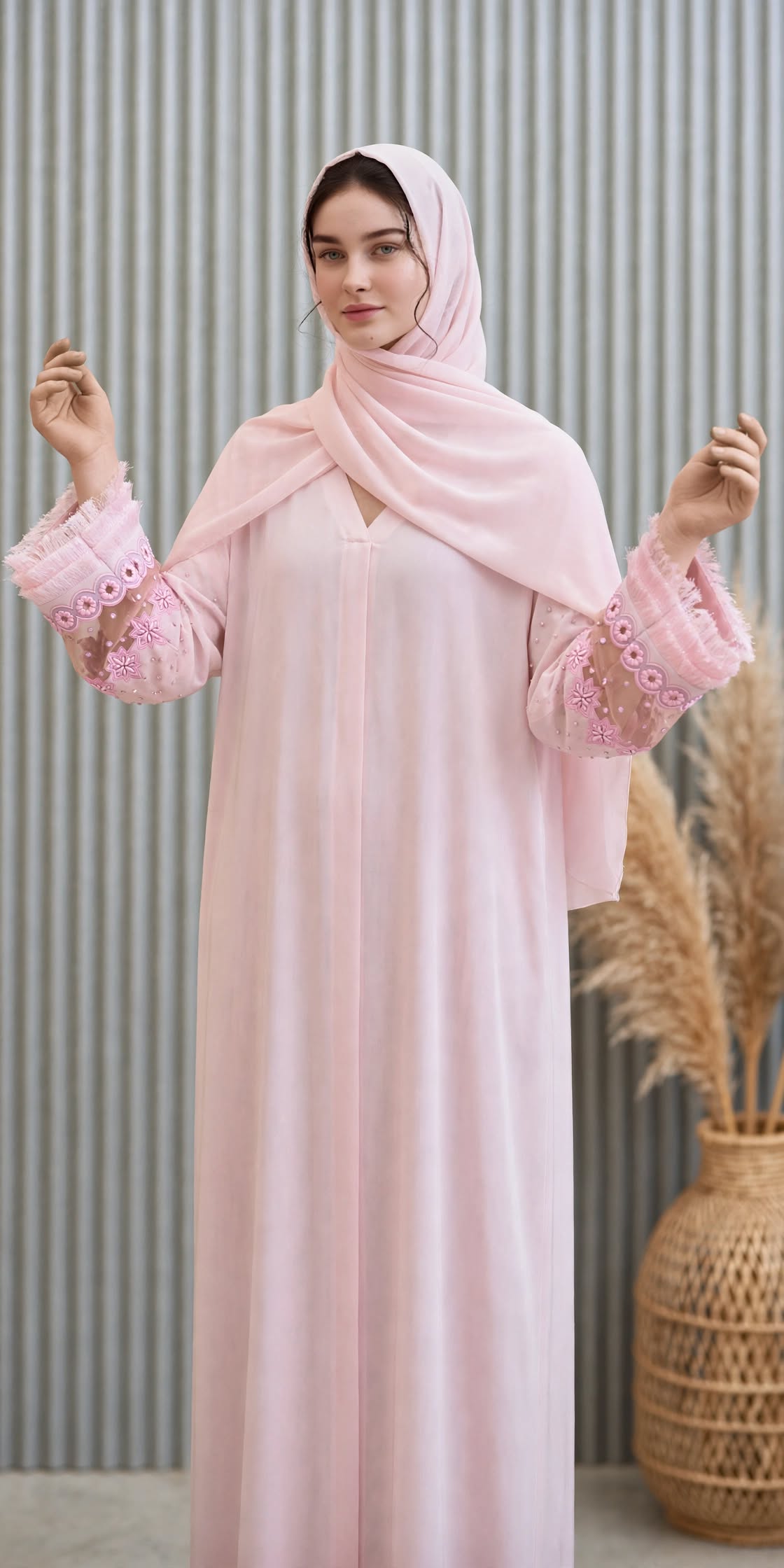 Floral Embroidered Abaya - Rubasa A