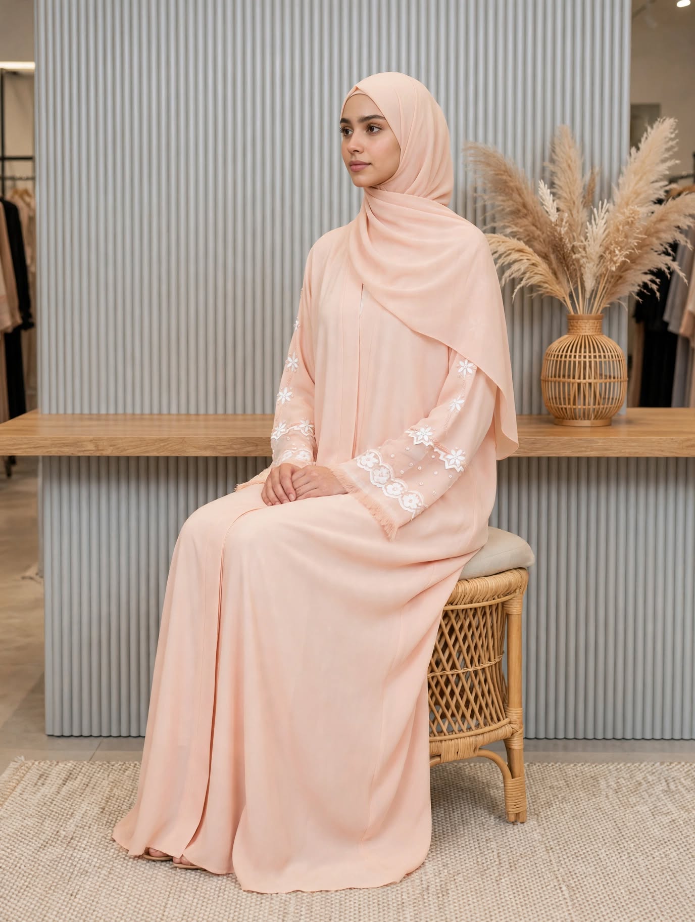 Floral Embroidered Abaya - Rubasa A