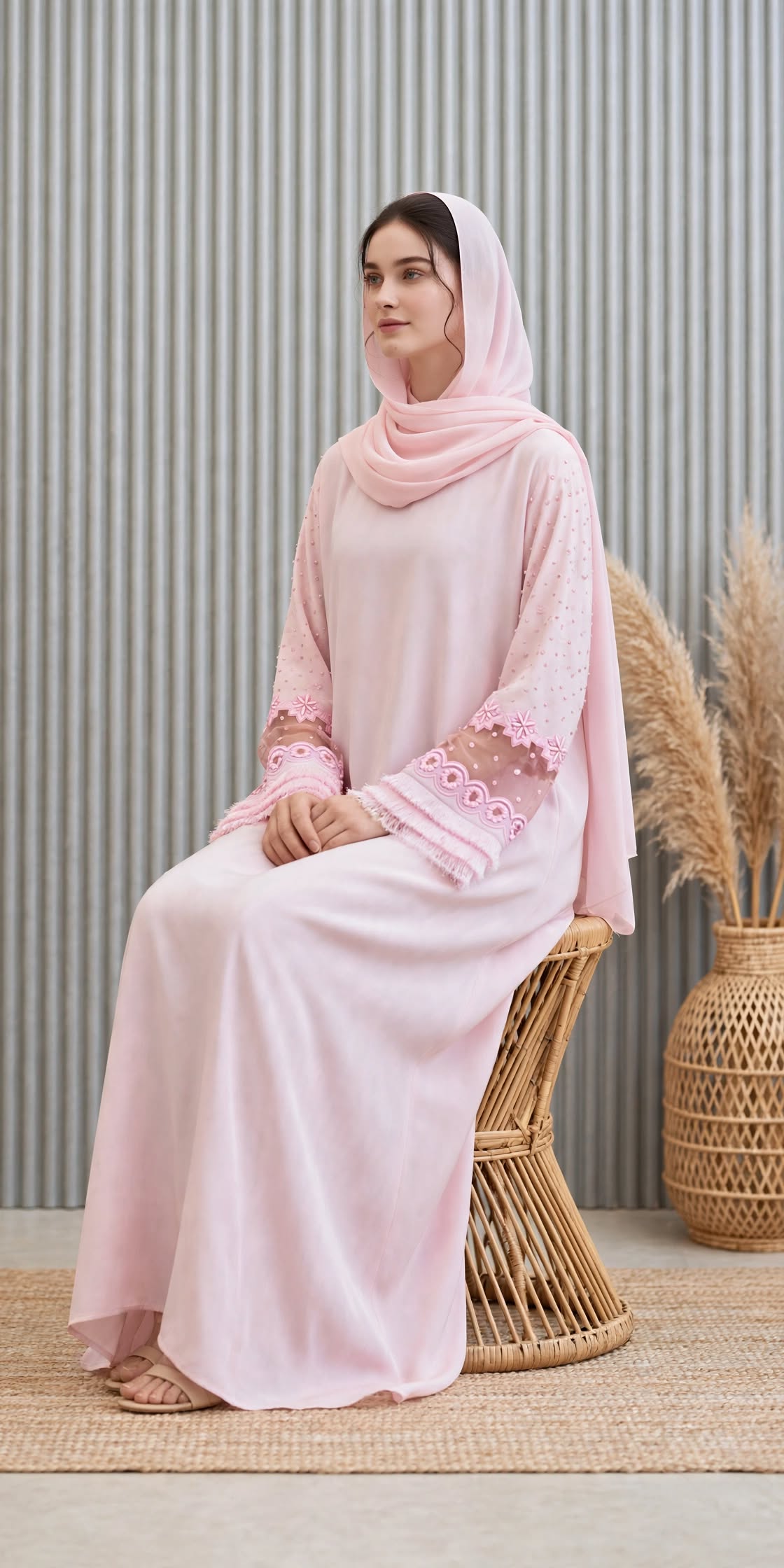 Floral Embroidered Abaya - Rubasa A