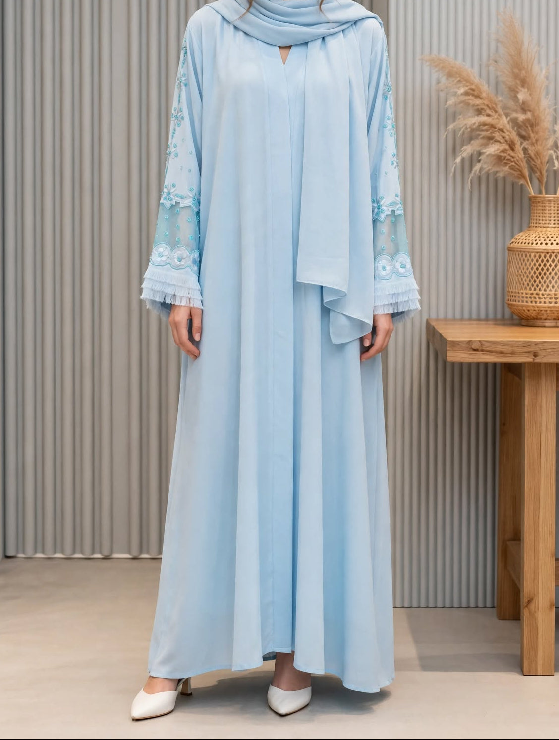 Floral Embroidered Abaya - Rubasa A