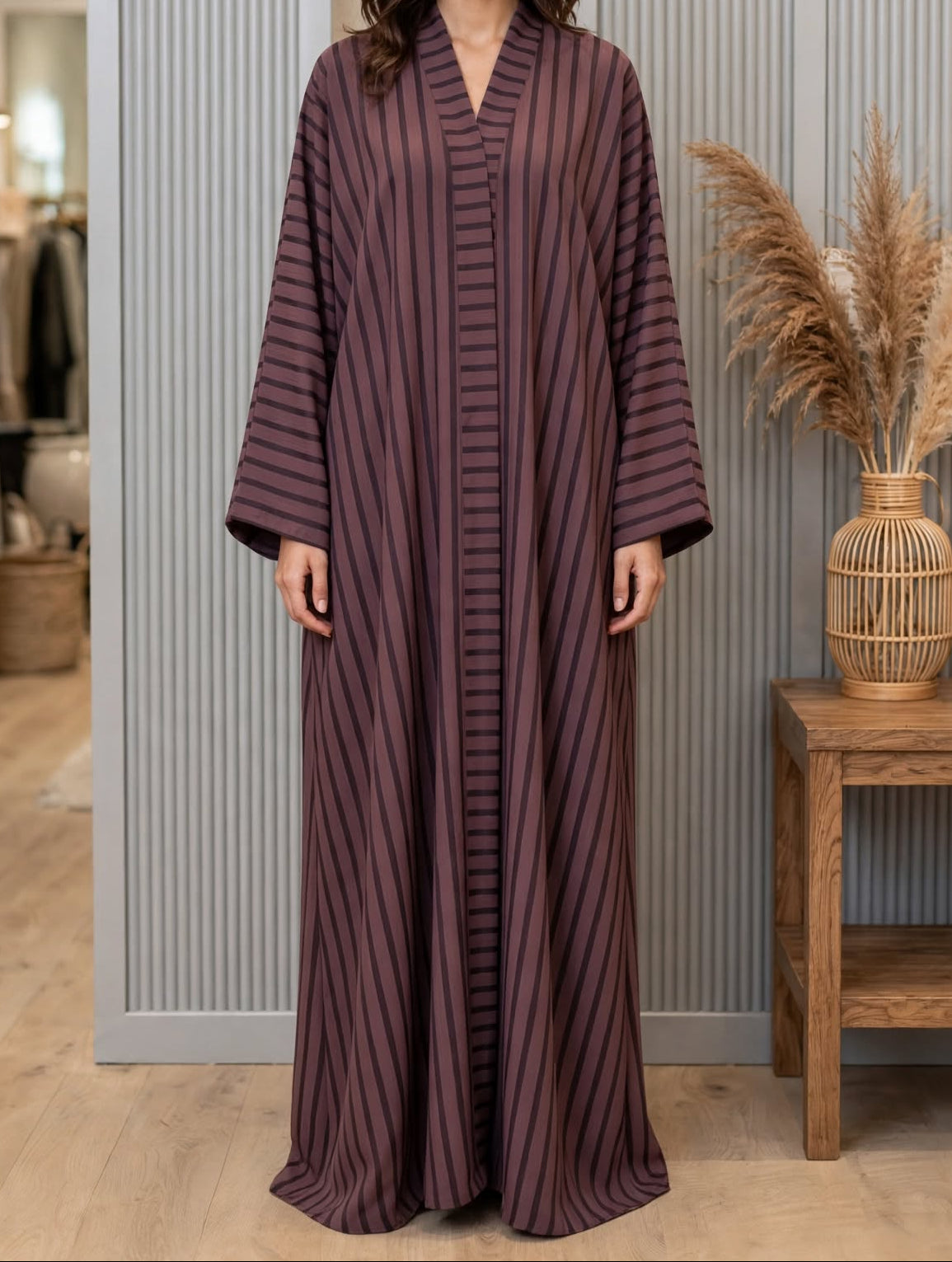 Striped Open Abaya - Sufi A