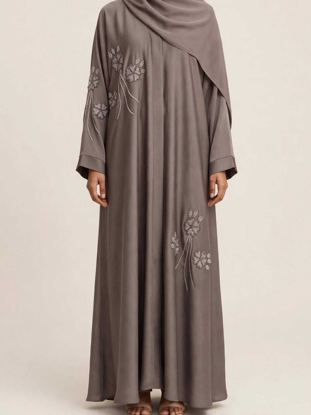 Floral Embroidered Open Abaya - Mehak