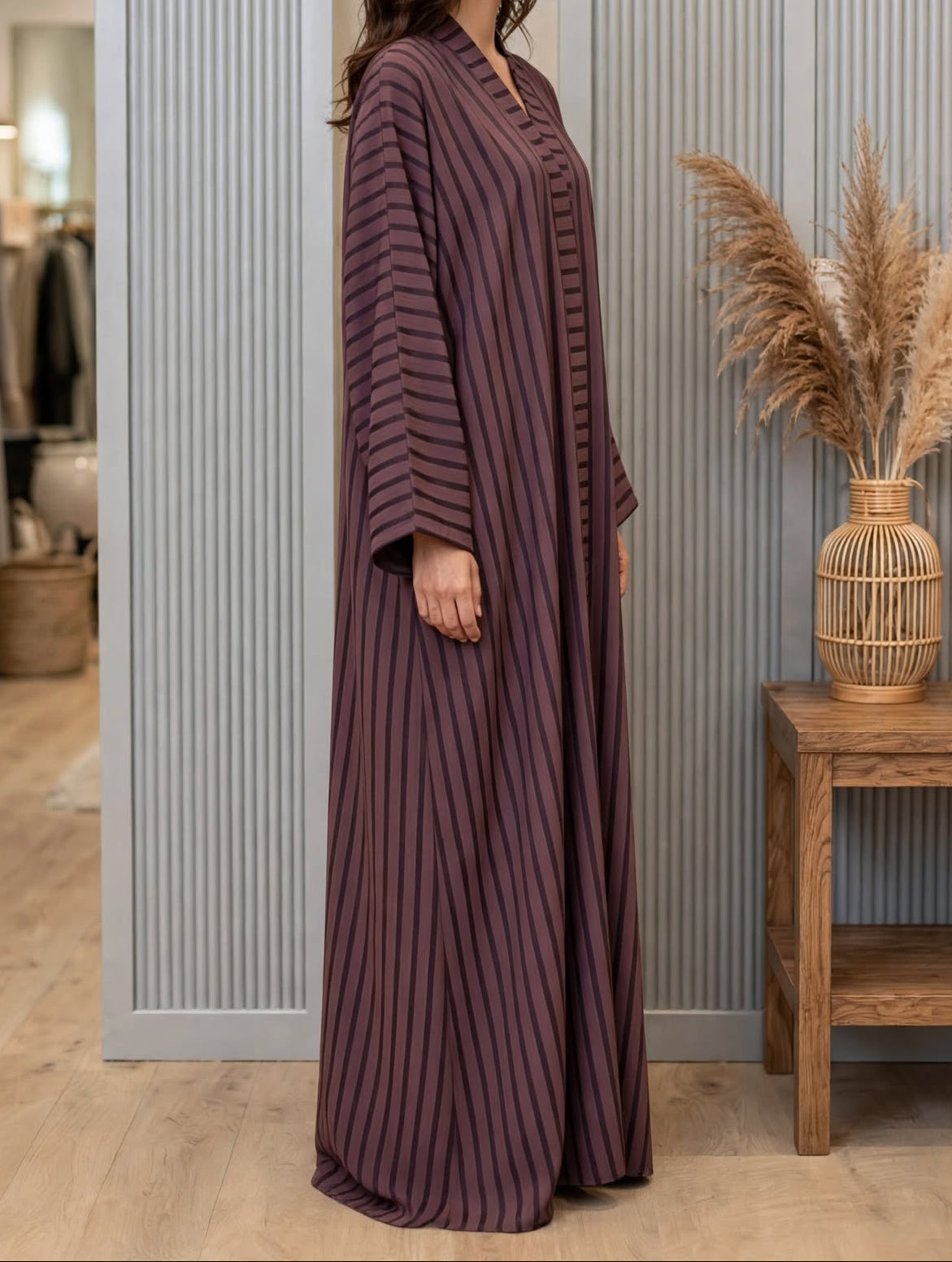 Striped Open Abaya - Sufi A