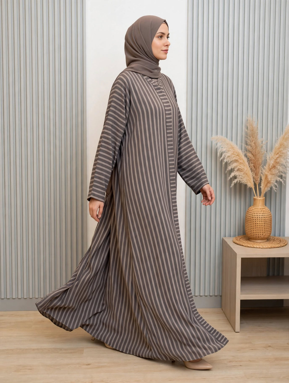 Striped Georgette Abaya - Sufi A