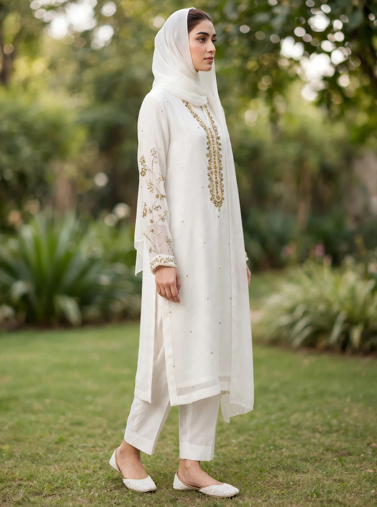 Ivory Pearl Embroidered 3-Piece Suit
