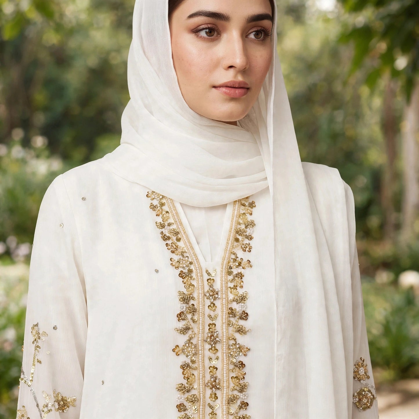 Ivory Pearl Embroidered 3-Piece Suit